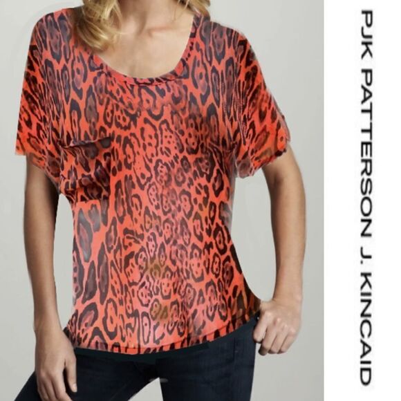 Patterson J. Kincaid Tops - Patterson J. Kincaid Orange Cheetah Blouse